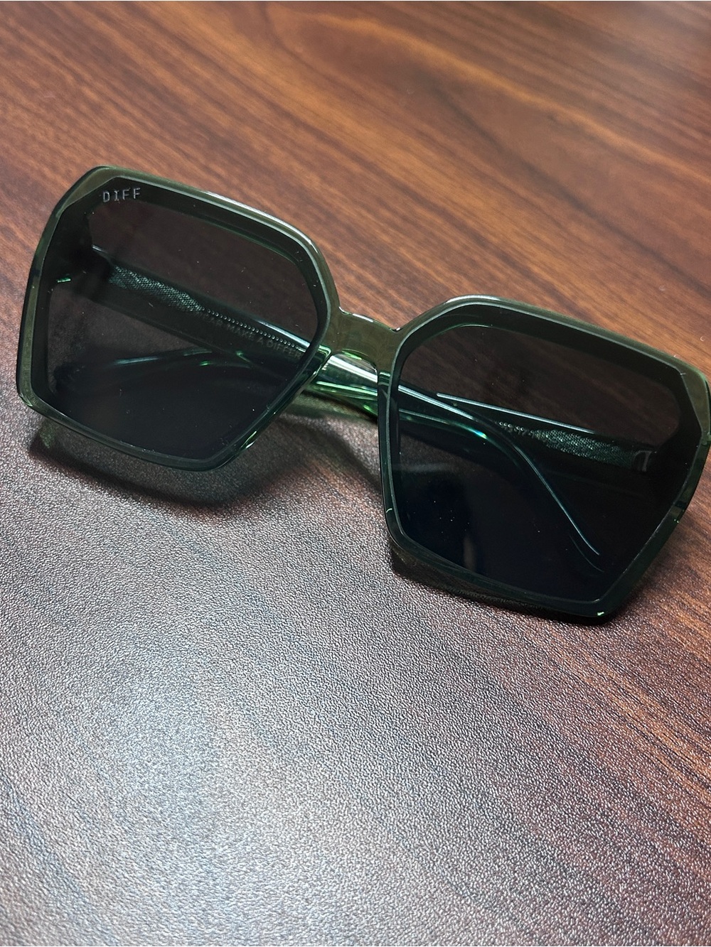 DIFF Green Oversized Square Women's Sunglasses